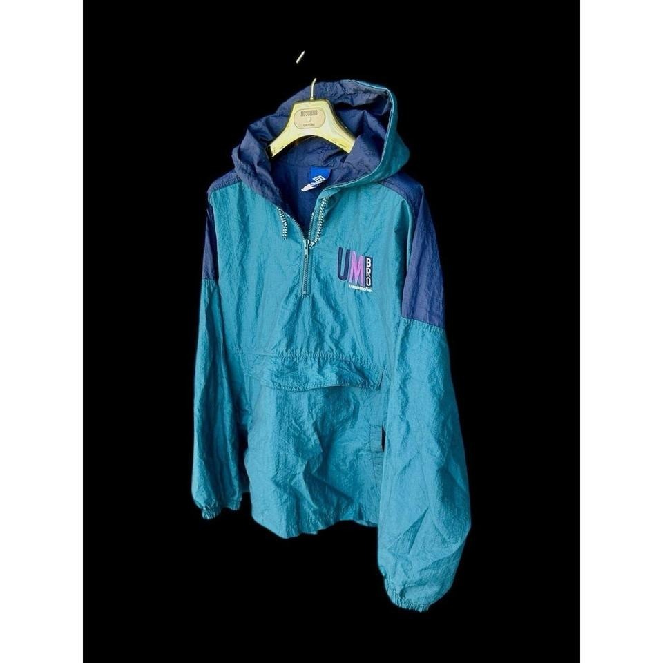 Vintage 90's Umbro Windbreaker Jacket Half Zip Pullover Men's Large Teal